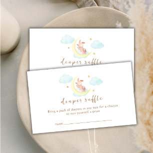 Cute Over The Moon Bunny Diaper Raffle Baby Shower Enclosure Card