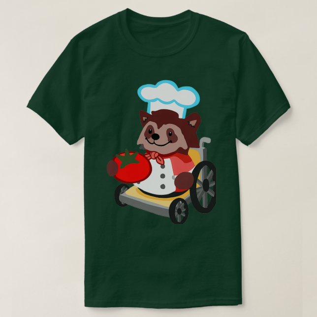 Cute Overcooked Wheelchair Raccoon Chef Gift Boy G T-Shirt (Design Front)