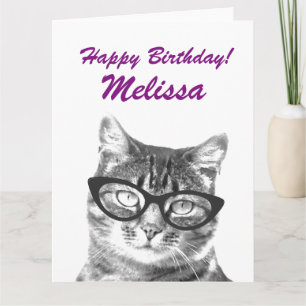Cute oversized Birthday card with funny cat image