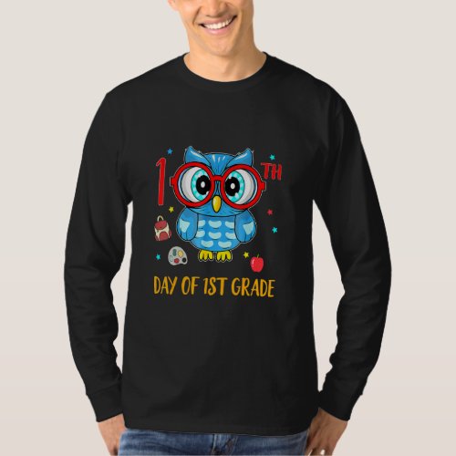 Cute Owl 100th Day Of 1st Grade Funny 100 Days Sma T_Shirt