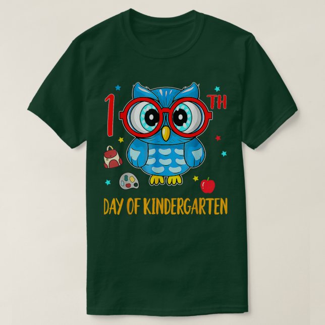 Cute Owl 100th Day Of Kindergarten Funny 100 Days  T-Shirt (Design Front)