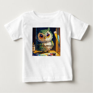 Cute Owl Acrylic and Palette knife strokes Baby T-Shirt