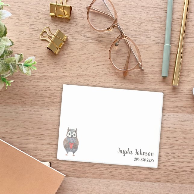 Cute Owl Add Your Information Post-it Notes (Creator Uploaded)