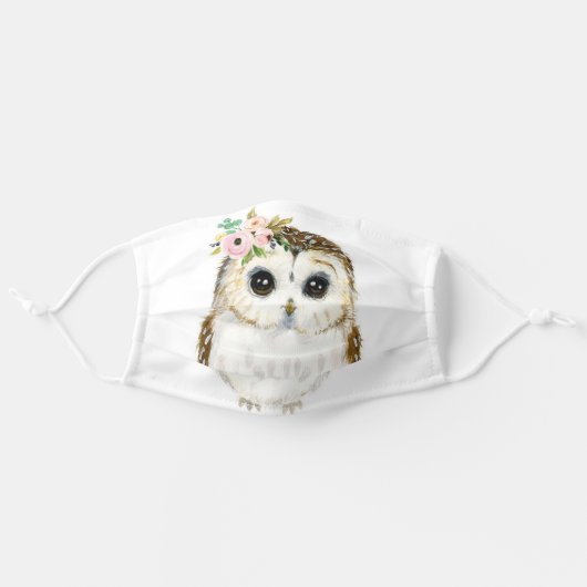 Cute Owl Adult Cloth Face Mask (Front, Unfolded)