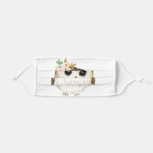 Cute Owl Adult Cloth Face Mask (Front, Folded)