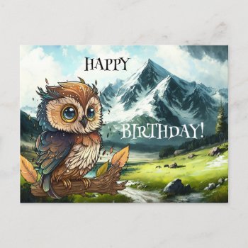 Cute Owl Adventure Birthday Postcard by sunnysites at Zazzle