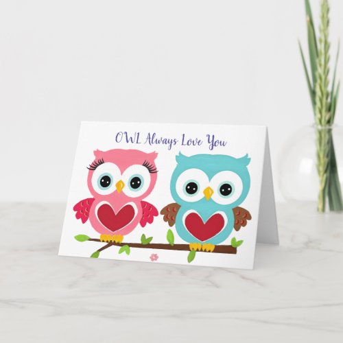 Cute Owl Always Love You Anniversary  Valentines Card