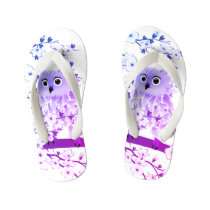 Cute Owl And Cherry Blossoms Kid's Flip Flops Cute Owl And Cherry Blossoms Kid's Flip Flops