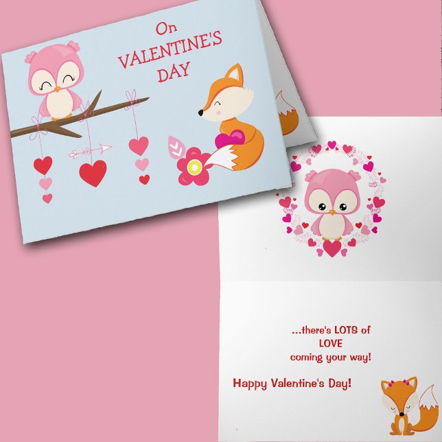 Cute Owl and Fox Valentine Holiday Card (Creator Uploaded)