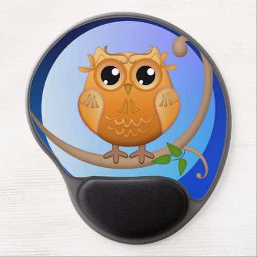 Cute Owl and full Moon Gel Mousepad