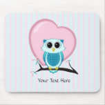 Cute Owl And Heart Template Mousepad at Zazzle