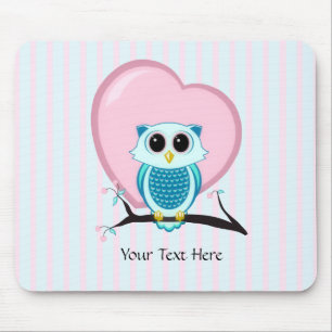 Cute Owl and Heart Template Mousepad