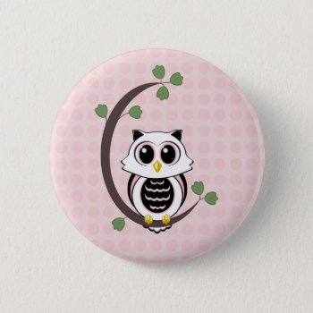 Cute Owl And Polka Dots Button by EmptyCanvas at Zazzle