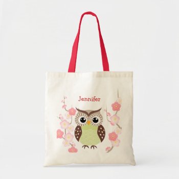 Cute Owl And Ume Flower Tote Bag by kazashiya at Zazzle