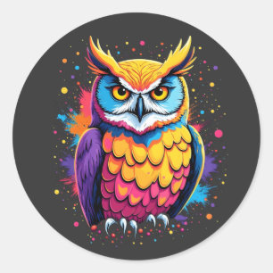 Cute Owl artwork Owl Nocturnal Bird Lover Classic Round Sticker