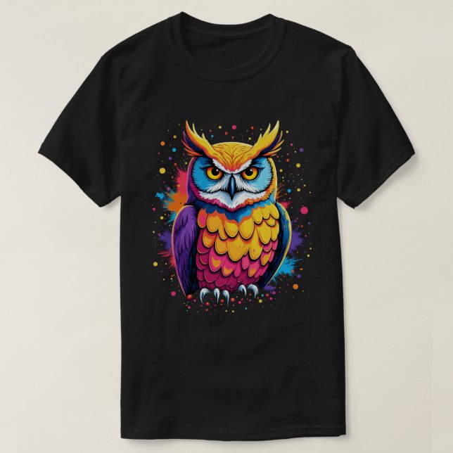 Cute Owl artwork Owl Nocturnal Bird Lover T-Shirt (Design Front)
