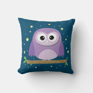 Cute owl at night  throw pillow