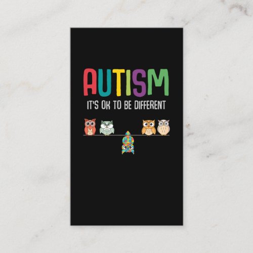 Cute Owl Autism Awareness Puzzle Autistic Kid Business Card