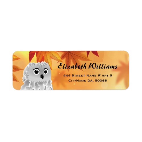 Cute Owl Autumn Leaves Fall Label