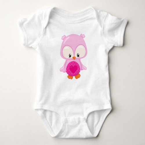 Cute Owl Baby Owl Owl In Love Hearts Baby Bodysuit