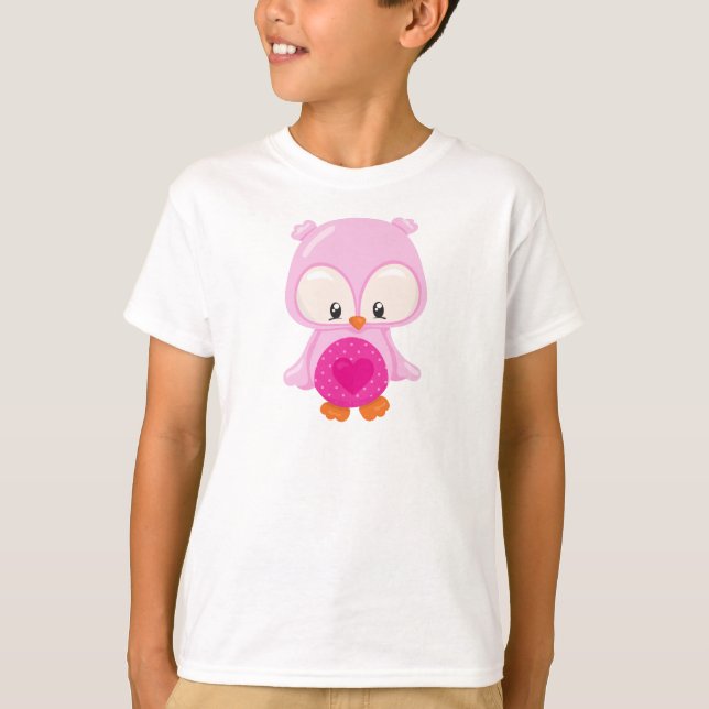Cute Owl, Baby Owl, Owl In Love, Hearts T-Shirt (Front)