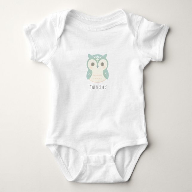 Cute Owl Baby Personalized Name Woodland Animal Bodysuit (Front)