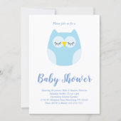 Cute Owl Baby Shower Blue Bird Boy Invitation (Front)