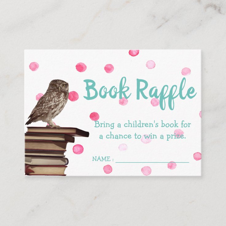 Cute Owl Baby Shower Book Raffle Tickets Enclosure Card Zazzle
