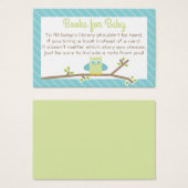 Cute Owl Baby Shower Book Request Card blue green (Front & Back)