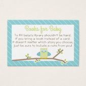 Cute Owl Baby Shower Book Request Card blue green (Front)