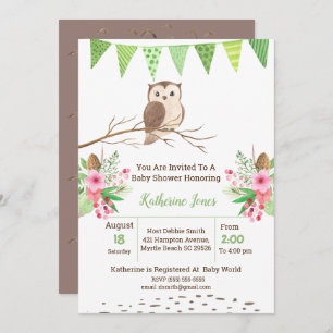 Cute Owl Baby Shower Gender Neutral Invitation