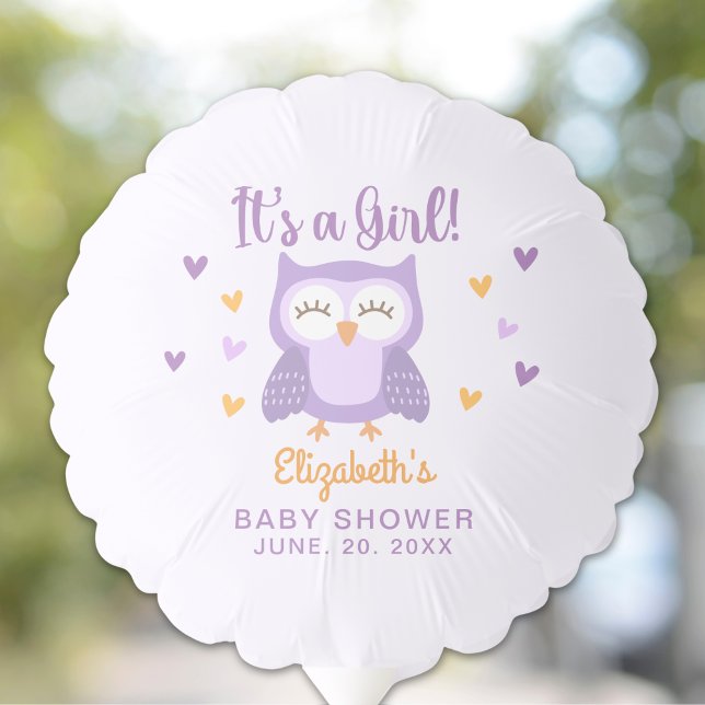 Cute Owl Baby Shower Girl Balloon (Creator Uploaded)