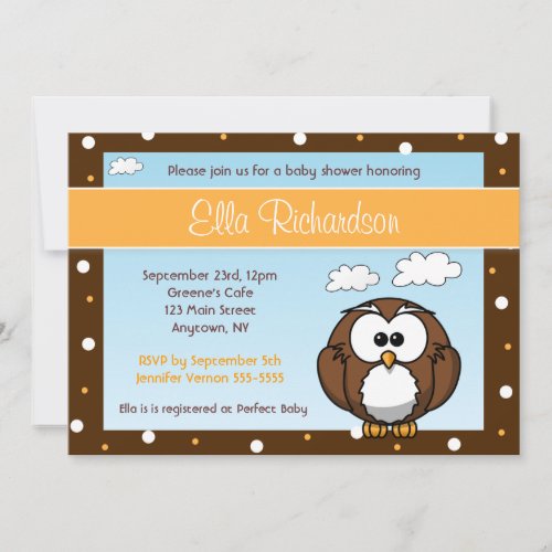 Cute Owl Baby Shower Invitation