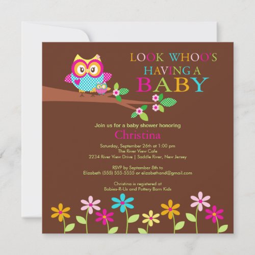 Cute Owl Baby Shower Invitations