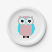 Cute Owl Baby Shower Paper Plates