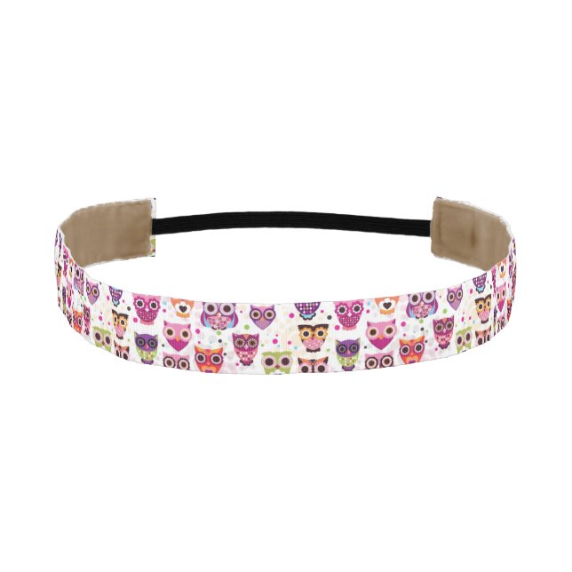 Cute owl background pattern for kids athletic headband (Front)