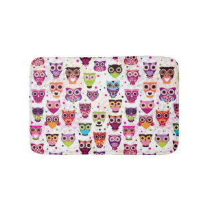 Cute owl background pattern for kids bathroom mat