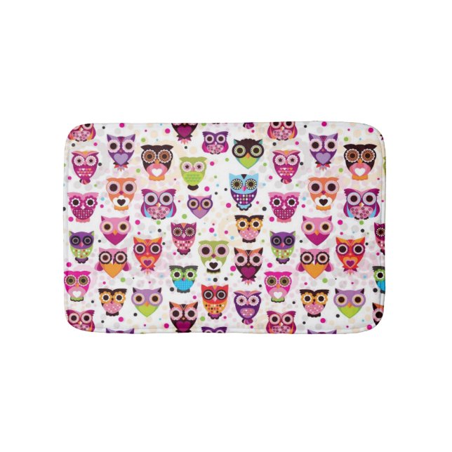 Cute owl background pattern for kids bathroom mat (Front)