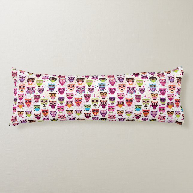 Cute owl background pattern for kids body pillow (Front)