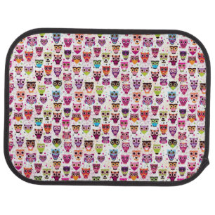 Cute owl background pattern for kids car floor mat