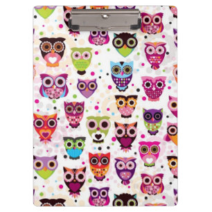 Cute owl background pattern for kids clipboard