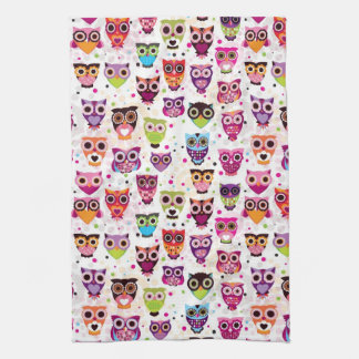 Cute owl background pattern for kids kitchen towel
