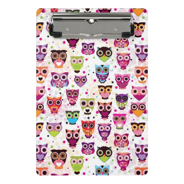 Cute owl background pattern for kids mini clipboard (Front)