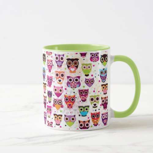 Cute owl background pattern for kids mug