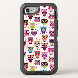 Cute owl background pattern for kids OtterBox defender iPhone SE/8/7 case