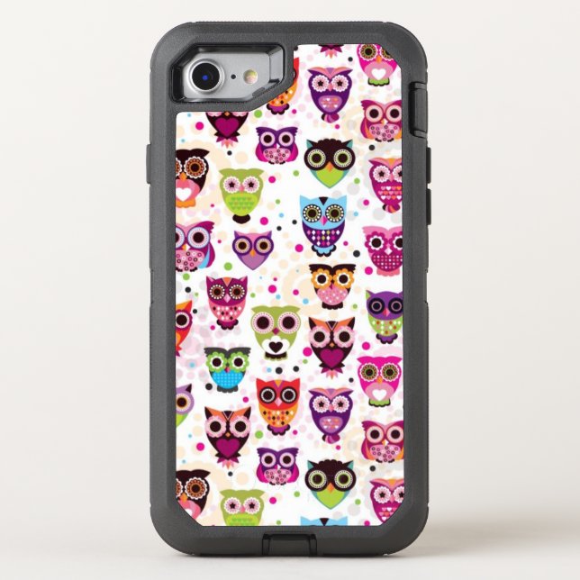 Cute owl background pattern for kids otterbox iPhone case (Back)