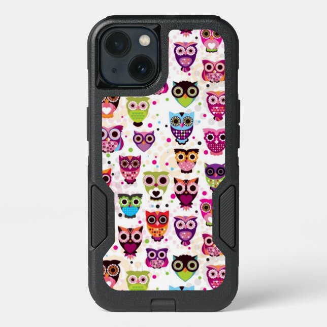 Cute owl background pattern for kids otterbox iPhone case (Back)