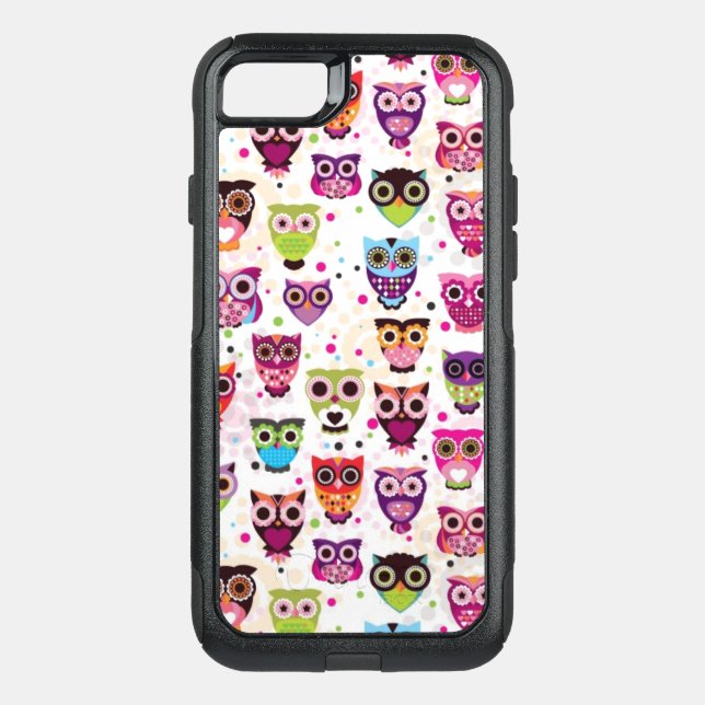 Cute owl background pattern for kids otterbox iPhone case (Back)
