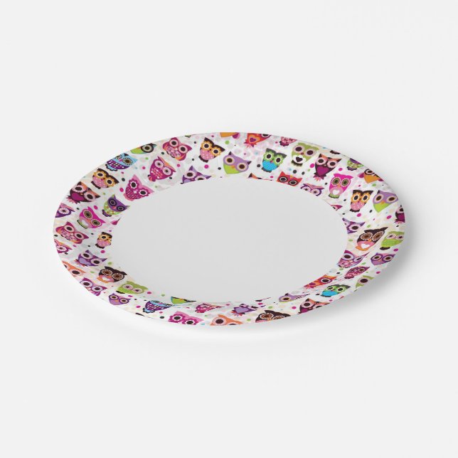 Cute owl background pattern for kids paper plates (Angled)