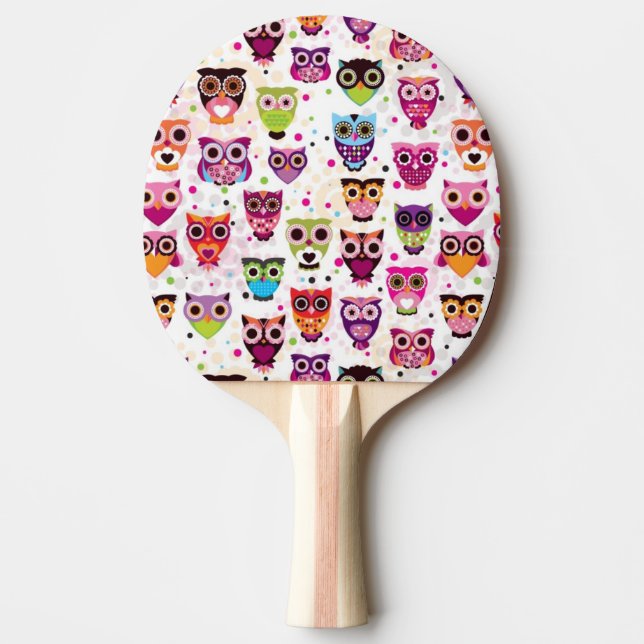 Cute owl background pattern for kids ping pong paddle (Front)